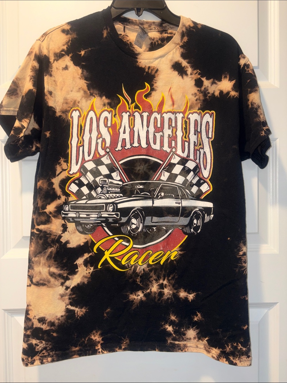 Los Angeles Racer Tie-Dye Graphic Tee - Black & Tan